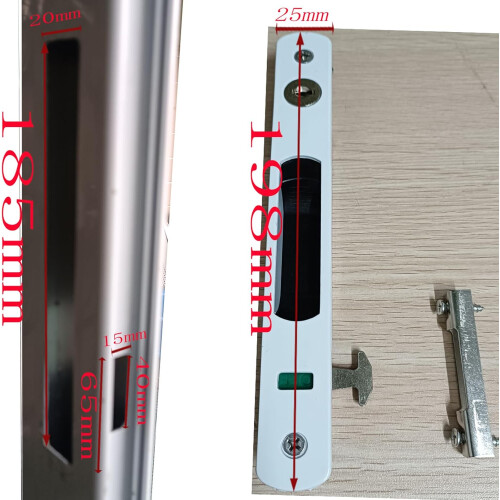 (White) 2-Piece Sliding Door Lock with Keys, Embedded Installation, Single-Sided Hook Lock for Aluminum Doors and Windows 1