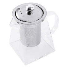 Square Glass Teapot with Infuser, 550 Ml Borosilicate Tea Pot with Strainer, Clear Leaf Tea Pots for Loose Tea