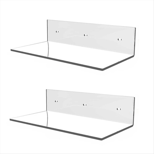 Acrylic Floating Shelf Small Storage Rack Wall-Mounted Decor for Bathr