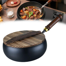 Cast Iron Skillet Japanese Iron Pan 28cm HandForged NonStick Wok with Lid for Versatile Cooking