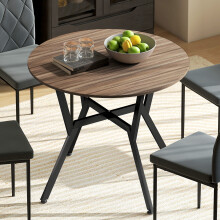 HOMCOM Small Kitchen Table with Black Steel Legs, Dining Table, Brown