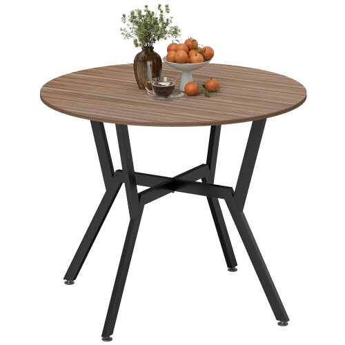 Homcom HOMCOM Small Kitchen Table with Black Steel Legs, Dining Table, Brown 1