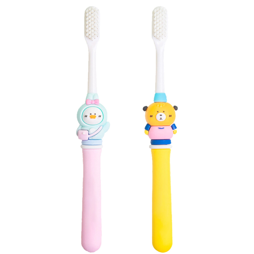 Manual Toothbrush, Pack Of 2 With Gentle Cleaning Soft Bristles For A Thorough Yet Soothing Oral Care Experience, Enhanced By Their Cute Animal Shapes