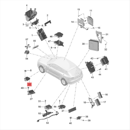 95B.919.475.L Autoradar ECU Computerprintplaat Regelmodule voor 11-18 14