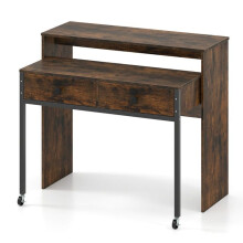Retractable bureau - HELLOSHOP26 - 100x63x88 cm - 2 lades - Bruin hout - Compact en praktisch