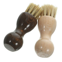 2pcs Pig Hair Shoe Cleaning Brush Beech Wood for Deep Leather Cleaning and Gentle Suede Care