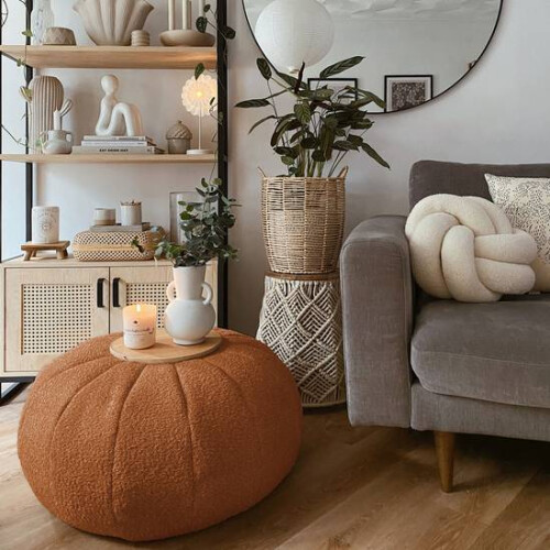 (Rust) rucomfy Indoor Snug Pouffe - Comfortable Bean Bag Footstool