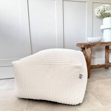 (Ivory) rucomfy Indoor Large Ottoman Pouffe - Jumbo Cord Bean Bag Footstool