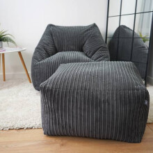 (Slate Grey) rucomfy Indoor Large Ottoman Pouffe - Jumbo Cord Bean Bag Footstool