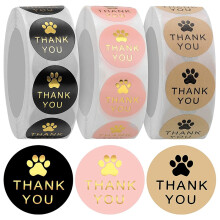 1500 Pcs Round Paws Print Thank You Labels Stickers, Dog Claw Print Labels, Present for Sealing and Decoration