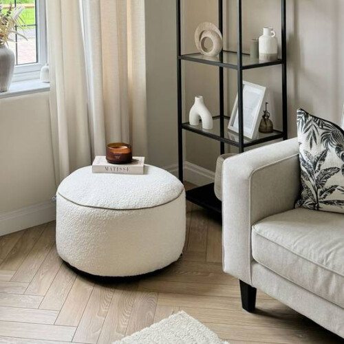 (Oat) rucomfy Indoor Bean Bag Pouffe - Snug Drum Footstool