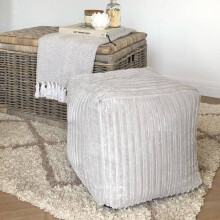 (Platinum Grey) rucomfy Indoor Jumbo Cord Bean Bag Footstool - Cube Pouffe