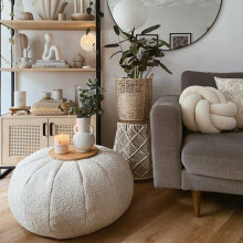 (Oat) rucomfy Indoor Snug Pouffe - Comfortable Bean Bag Footstool