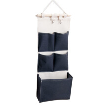 Waterproof Wall Hanging Bag, Linen Cotton Fabric Multipurpose Wall Door Organizer For Bedroom Bathroom Kitchen, Space Saving Organizer With Hooks (2 P