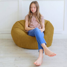 (Mustard) rucomfy Indoor Classic Kids Bean Bag Chair - Jumbo Cord Slouchbag