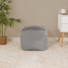 (Pebble Grey) rucomfy Velvet Cube Bean Bag Pouffe - Soft Stylish Footstool