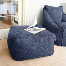 (Marine Blue) rucomfy Indoor Bean Bag Ottoman - Weave Pouffe Footstool