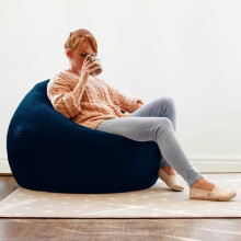 (Peacock Blue) rucomfy Indoor Adults Classic Slouchbag Bean Bag Chair - Velvet Seat