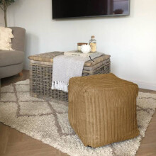 (Caramel) rucomfy Indoor Jumbo Cord Bean Bag Footstool - Cube Pouffe