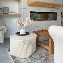 (Ivory) rucomfy Indoor Jumbo Cord Bean Bag Footstool - Cube Pouffe