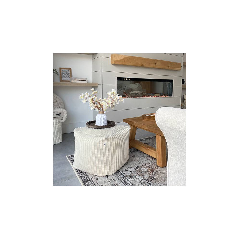 Rucomfy Beanbags (Ivory) Rucomfy Indoor Jumbo Cord Bean Bag Footstool - Cube Pouffe