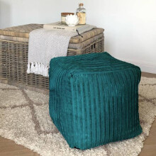 (Teal) rucomfy Indoor Jumbo Cord Bean Bag Footstool - Cube Pouffe
