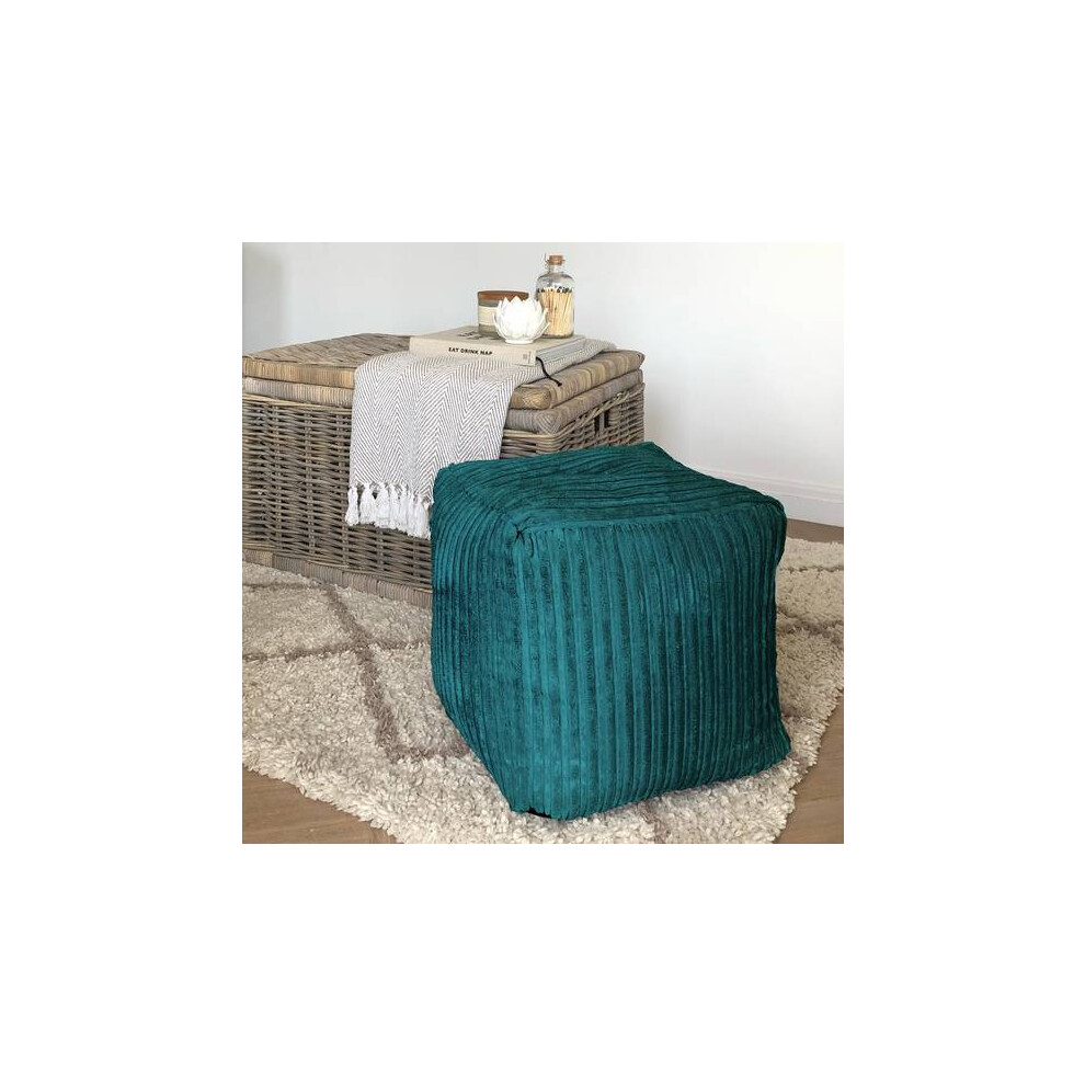 Rucomfy Beanbags (Teal) Rucomfy Indoor Jumbo Cord Bean Bag Footstool - Cube Pouffe