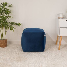 (Peacock Blue) rucomfy Velvet Cube Bean Bag Pouffe - Soft Stylish Footstool
