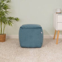(Teal) rucomfy Velvet Cube Bean Bag Pouffe - Soft Stylish Footstool