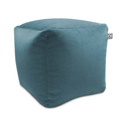 (Teal) rucomfy Velvet Cube Bean Bag Pouffe - Soft Stylish Footstool 1