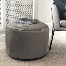 (Pebble Grey) rucomfy Velvet Pouffe - Indoor Bean Bag Footstool