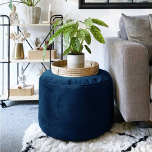 (Peacock Blue) rucomfy Velvet Pouffe - Indoor Bean Bag Footstool
