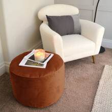 (Rust) rucomfy Velvet Pouffe - Indoor Bean Bag Footstool