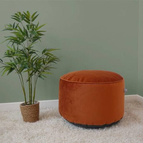 (Rust) rucomfy Velvet Pouffe - Indoor Bean Bag Footstool 1