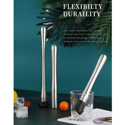 Stainless Steel Cocktail Muddler with Efficient Crushing Teeth for Fruit and Herb Mixing 2