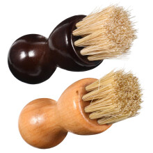 2Pcs Mini Oval Wooden Handle Shoe Polish Brush for Deep Cleaning Leather Shoes Bags and Belts
