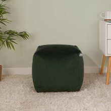 (Emerald Green) rucomfy Velvet Cube Bean Bag Pouffe - Soft Stylish Footstool