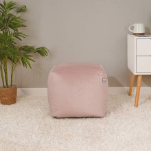 (Pink) rucomfy Velvet Cube Bean Bag Pouffe - Soft Stylish Footstool