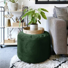 (Emerald Green) rucomfy Velvet Pouffe - Indoor Bean Bag Footstool
