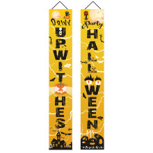 Halloweenské dekorace na koledování, oboustranný banner s motivem Veselého Halloweenu, venkovní dekorace na přední dveře, verandu, terasu,