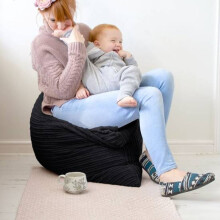 (Black) rucomfy Jumbo Cord Bean Bag Floor Cushion - Indoor Versatile Seat