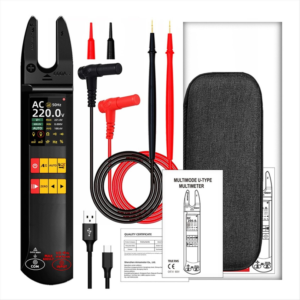 U5 Dc Ac Current Tester 600A U-Shaped Clamp Meter True Rms Auto-Rangi 4853841186169