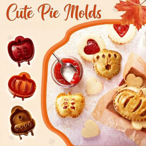 Fall Theme Pie Molds Apple Pumpkin Acorn Shapes Pocket Pie Press Durable Easy Clean Baking Tool 2