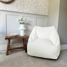 (Ivory) rucomfy Indoor Large Snuggle Bean Bag Chair - Adults Jumbo Cord