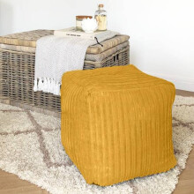 (Mustard) rucomfy Indoor Jumbo Cord Bean Bag Footstool - Cube Pouffe