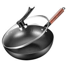 Traditional Handmade Iron Wok Large Cooking Pot Durable Thickened Round Bottom Pan for Original Flavor Cooking