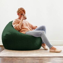 (Emerald Green) rucomfy Indoor Adults Classic Slouchbag Bean Bag Chair - Velvet Seat