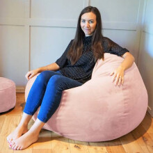 (Pink) rucomfy Indoor Adults Classic Slouchbag Bean Bag Chair - Velvet Seat
