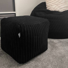 (Black) rucomfy Indoor Jumbo Cord Bean Bag Footstool - Cube Pouffe