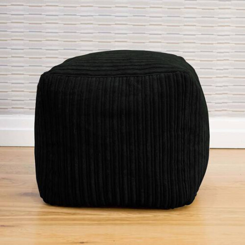 (Black) rucomfy Indoor Jumbo Cord Bean Bag Footstool - Cube Pouffe 1